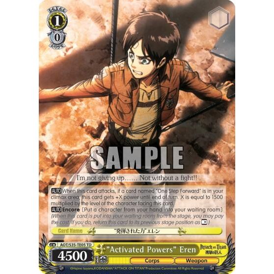 Image for "Activated Powers" Eren (AOT/S35-TE05 TD) (AOT/S35) - Weiss Schwarz