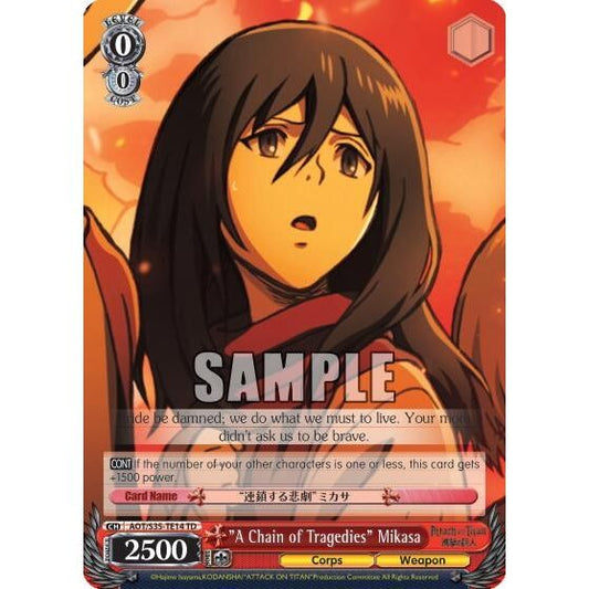Image for "A Chain of Tragedies" Mikasa (AOT/S35-TE14 TD) (AOT/S35) - Weiss Schwarz