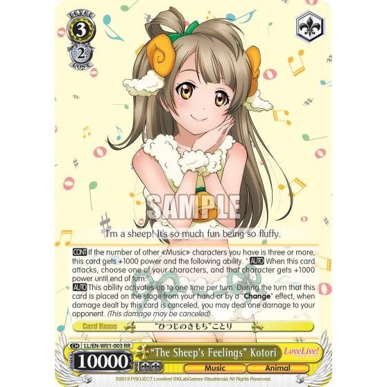 Image for "The Sheep's Feelings" Kotori (LL/EN-W01-003 RR) (LL/EN-W01) - Weiss Schwarz