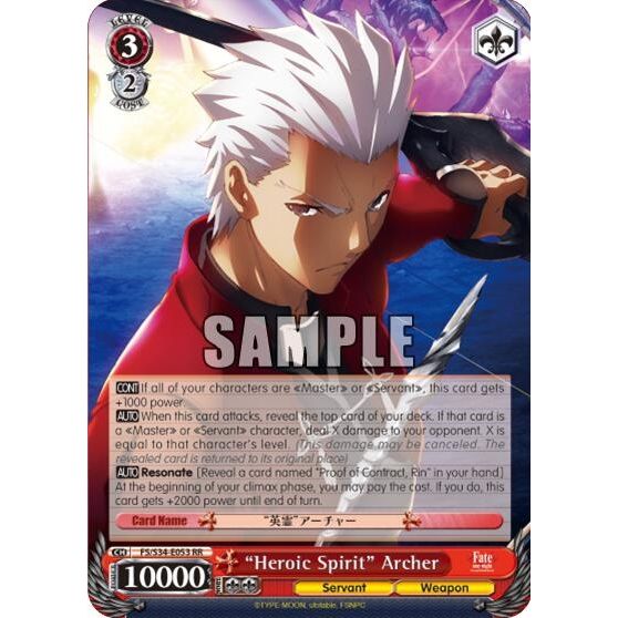 Image for "Heroic Spirit" Archer (FS/S34-E053 RR) (FS/S34) - Weiss Schwarz