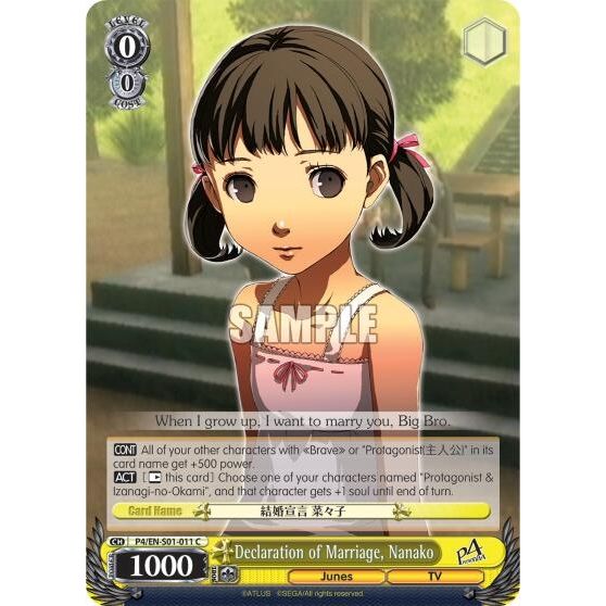 Image for Declaration of Marriage, Nanako (P4/EN-S01-011 C) (P4/EN-S01) - Weiss Schwarz