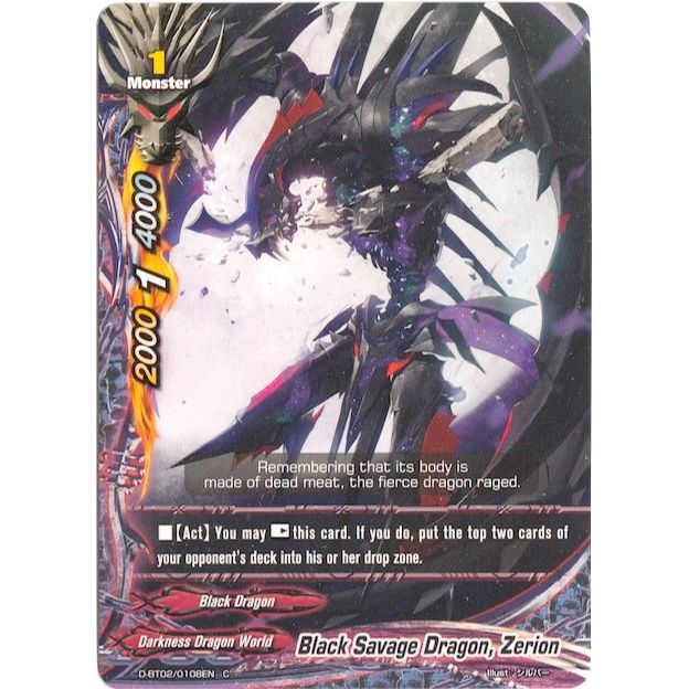 Image for Black Savage Dragon, Zerion (D-BT02/0108EN) (D-BT02) - Future Card BuddyFight