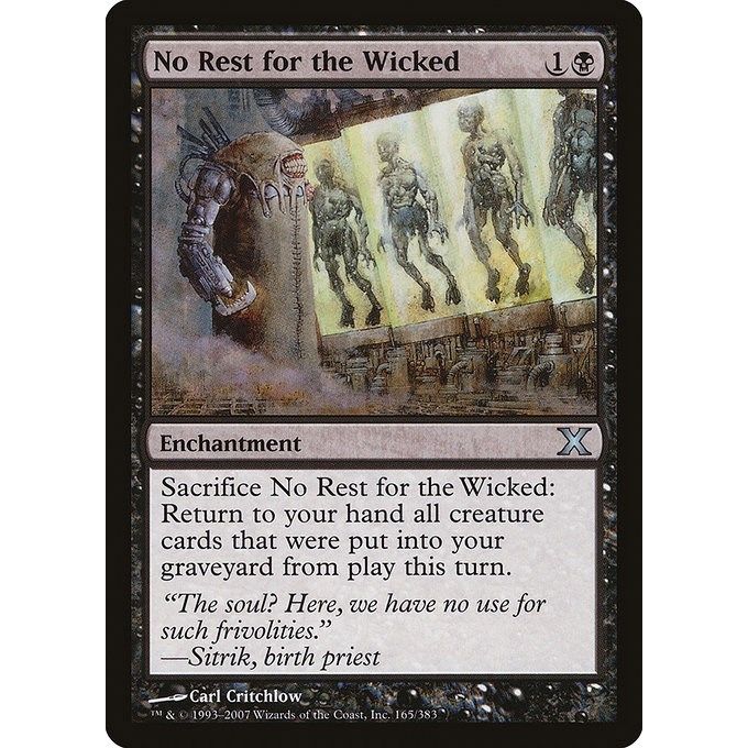 Image for No Rest for the Wicked (165) (10E) - Magic: The Gathering