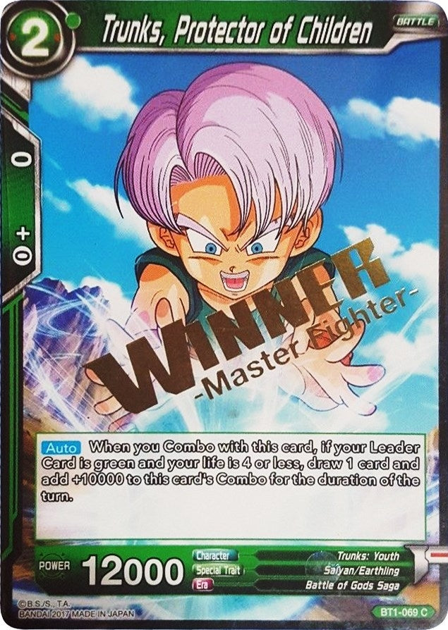 Image for Trunks, Protector of Children (Winner Stamped) (BT1-069) (TPR) - Dragon Ball Super: Masters