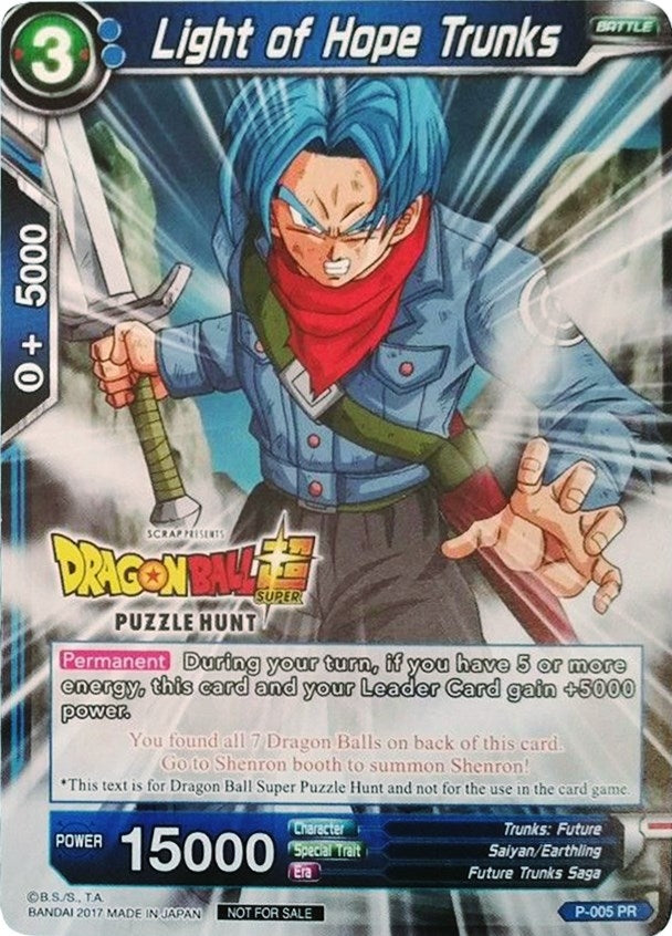 Image for Light of Hope Trunks (Puzzle Hunt) (P-005) (TPR) - Dragon Ball Super: Masters