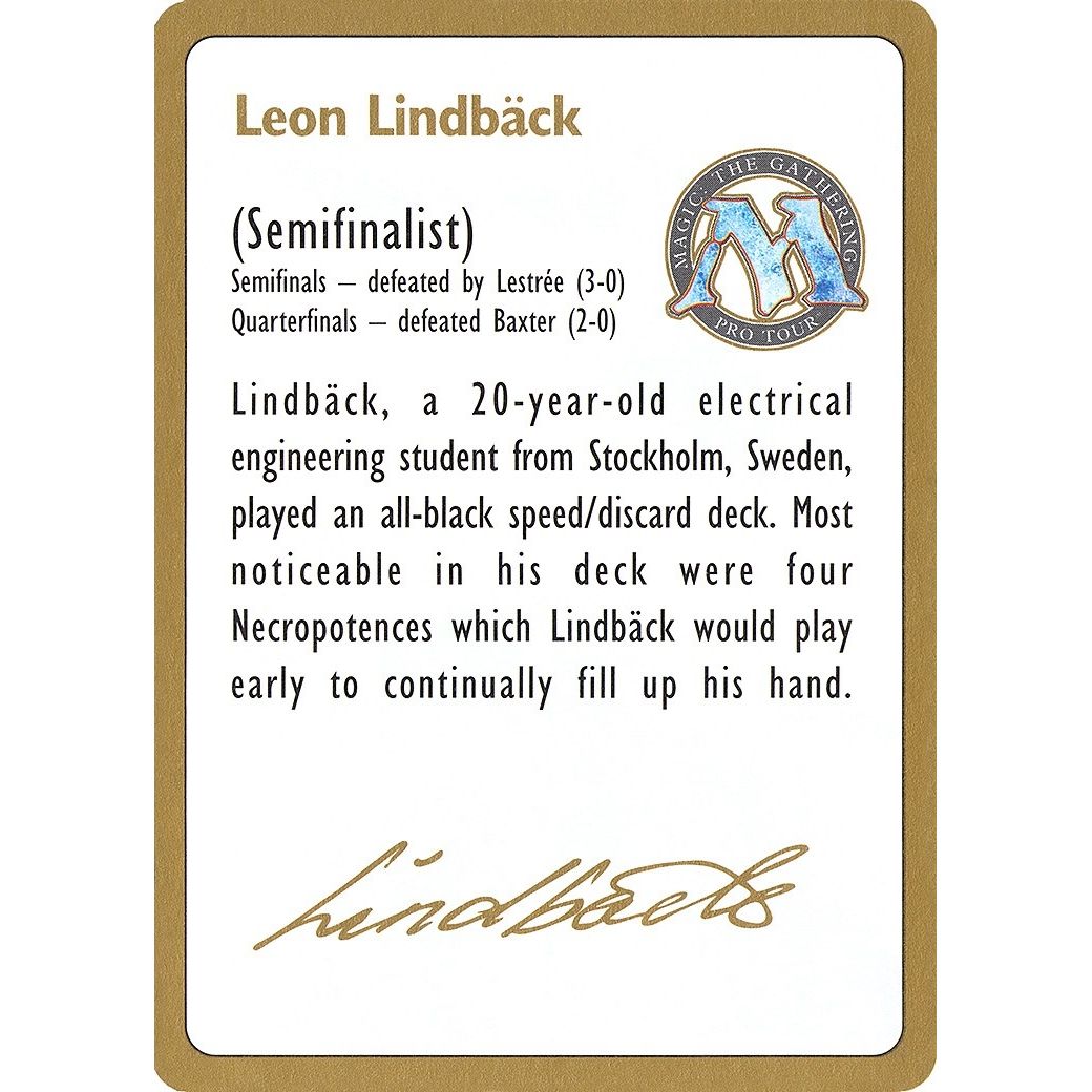 Image for 1996 Leon Lindback Biography Card (WCD) - Magic: The Gathering