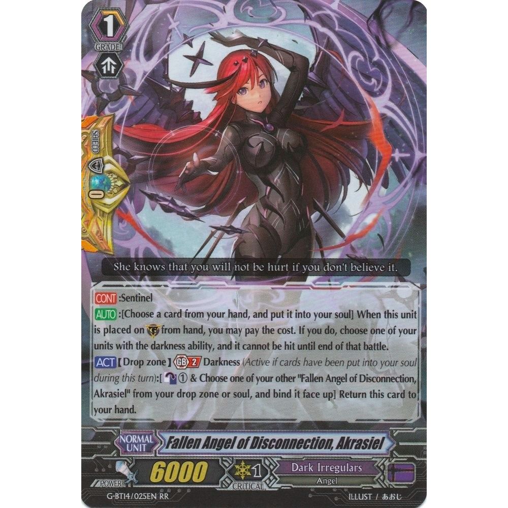 Image for Fallen Angel of Disconnection, Akrasiel (G-BT14/025EN) (G-BT14) - Cardfight Vanguard
