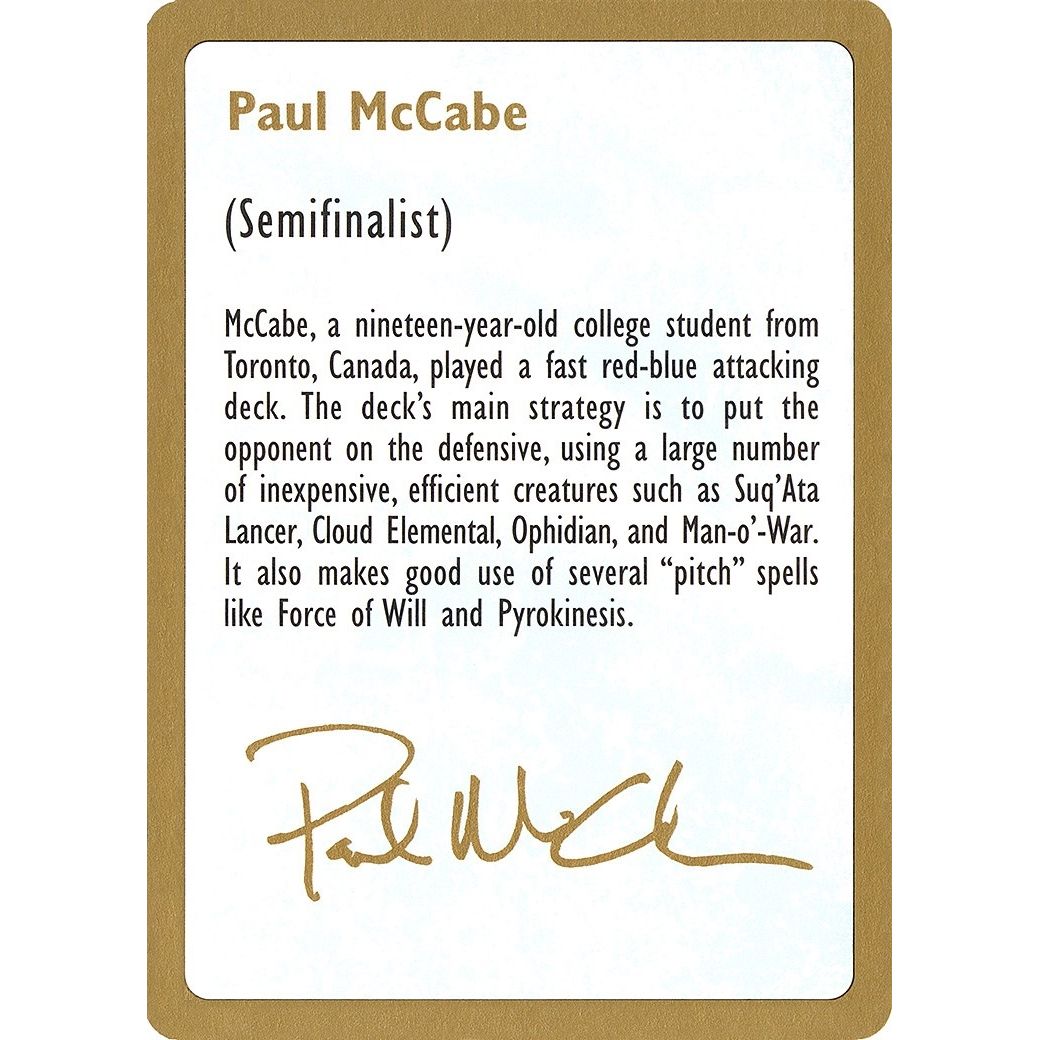 Image for 1997 Paul McCabe Biography Card (WCD) - Magic: The Gathering