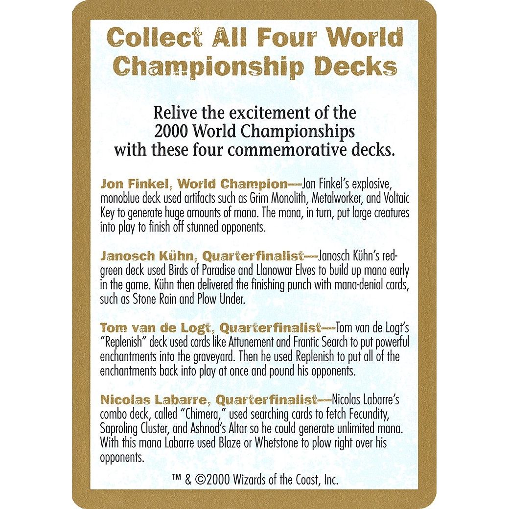 Image for 2000 World Championship Advertisement Card (WCD) - Magic: The Gathering