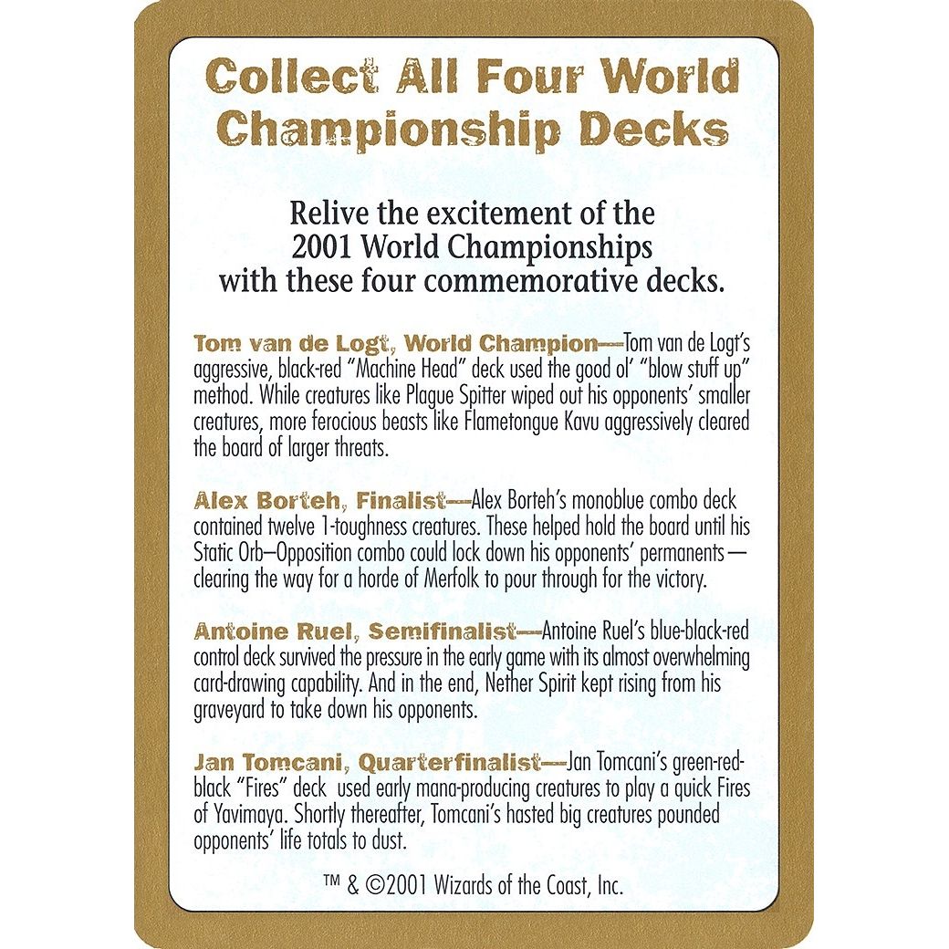 Image for 2001 World Championship Advertisement Card (WCD) - Magic: The Gathering