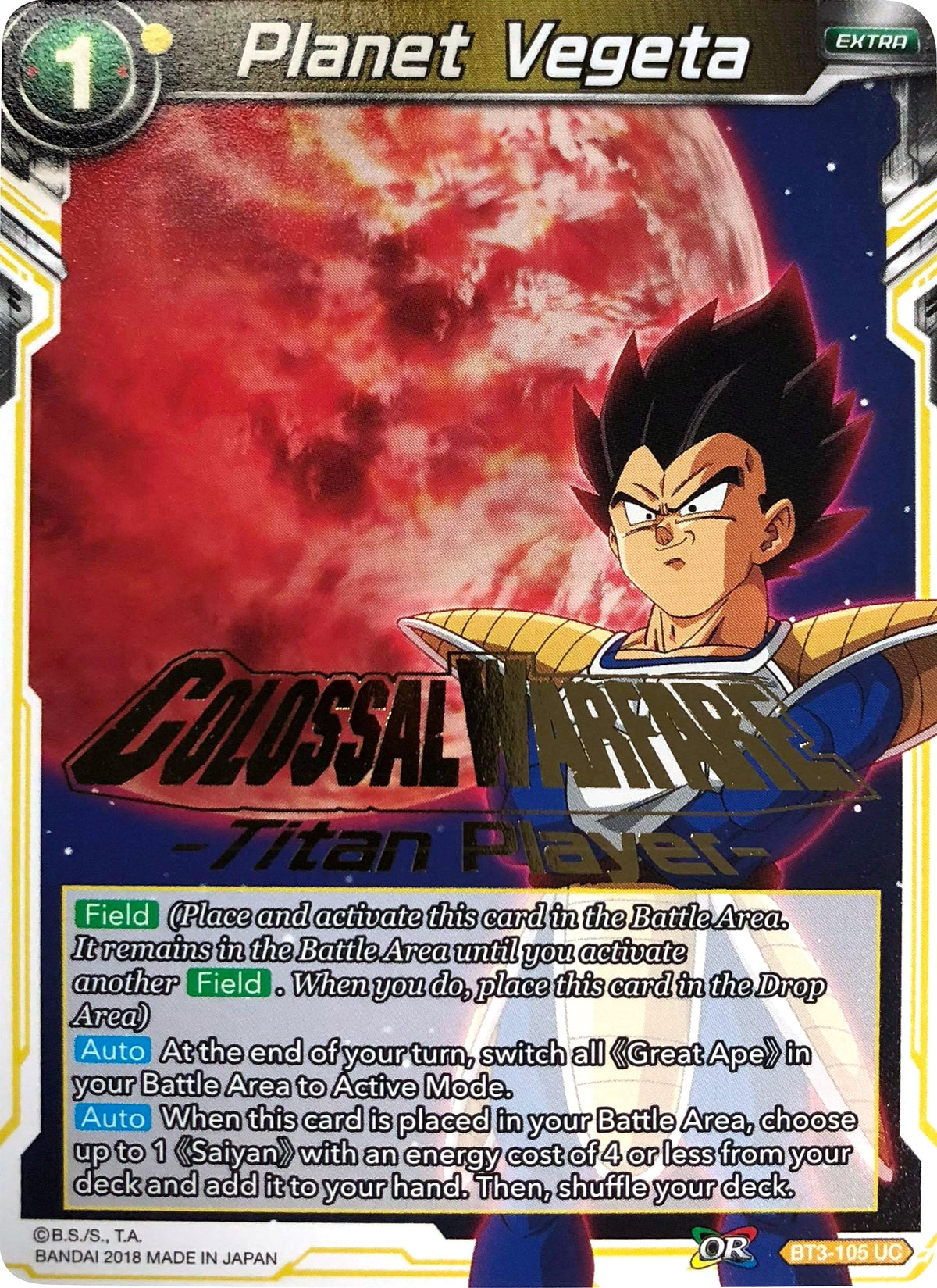 Image for Planet Vegeta (Titan Player Stamped) (BT3-105) (TPR) - Dragon Ball Super: Masters