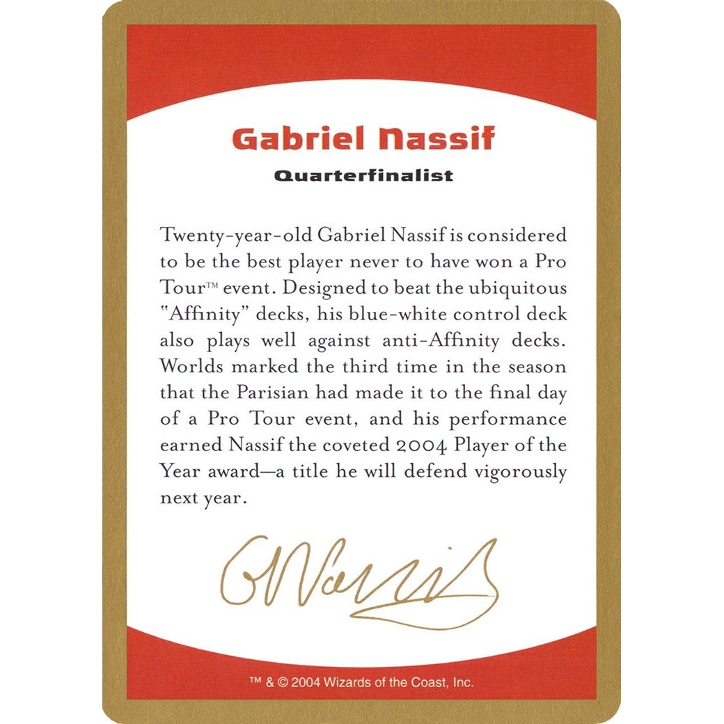 Image for 2004 Gabriel Nassif Biography Card (WCD) - Magic: The Gathering