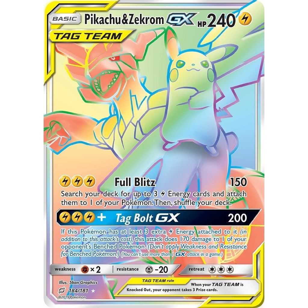 Image for Pikachu & Zekrom GX (Secret) (184/181) (SM9) - Pokemon