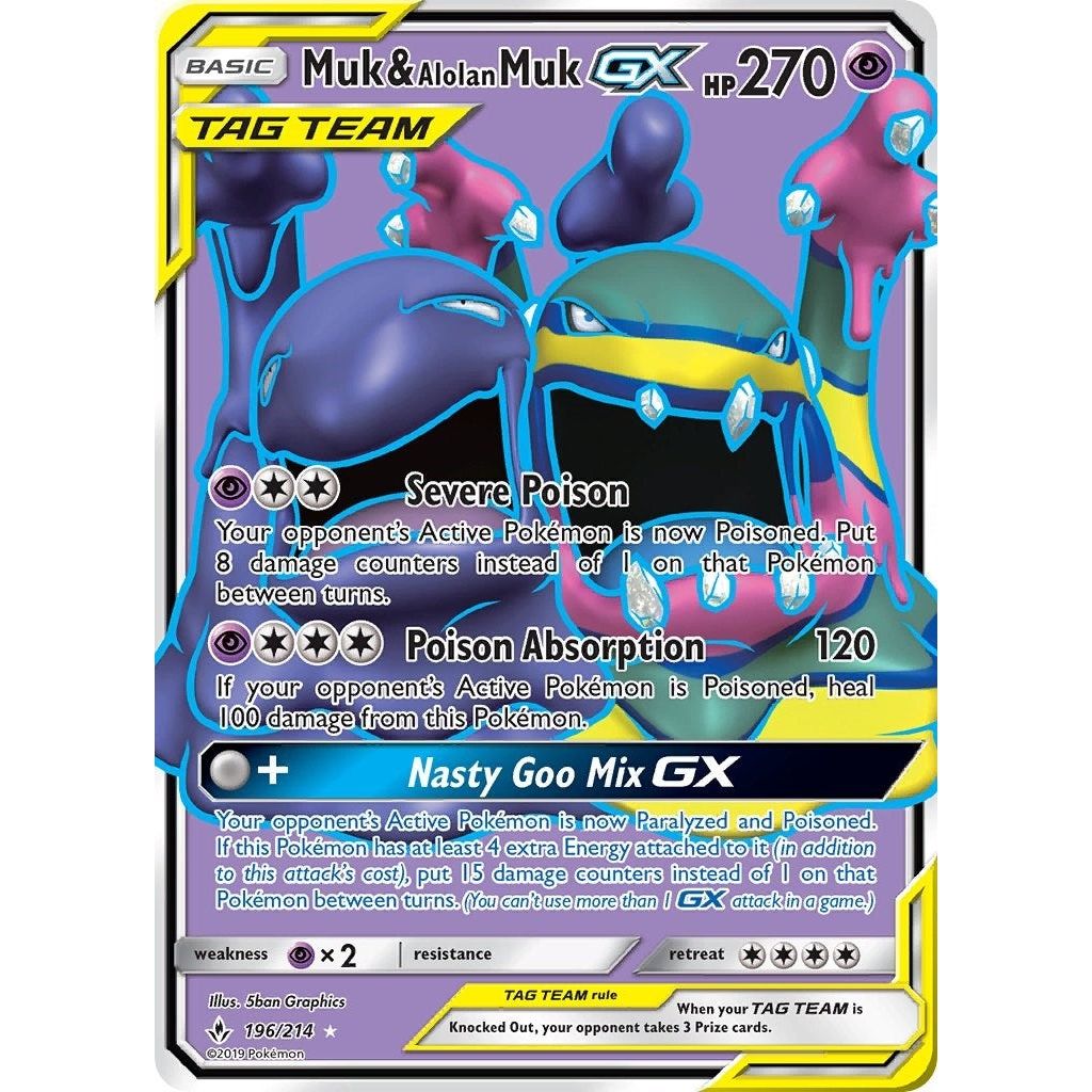 Image for Muk & Alolan Muk GX (196) (Full Art) (196/214) (SM10) - Pokemon