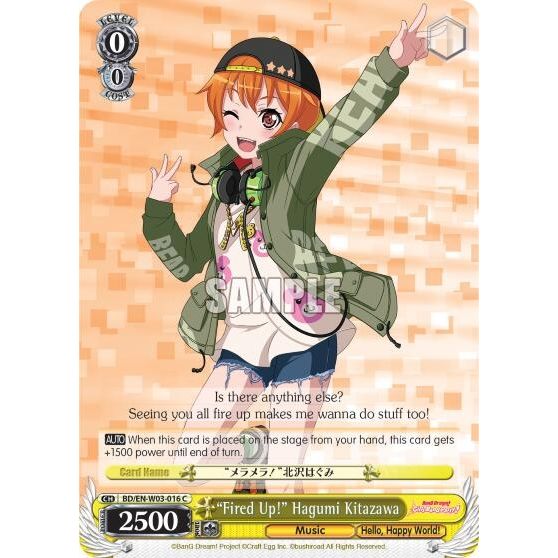 Image for "Fired Up!" Hagumi Kitazawa (BD/EN-W03-016 C) (BD/EN-W03) - Weiss Schwarz