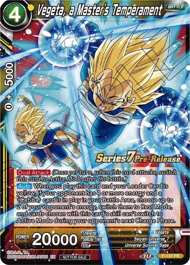 Image for Vegeta, a Master's Temperament (Alt Art) (P-137) (PR) - Dragon Ball Super: Masters