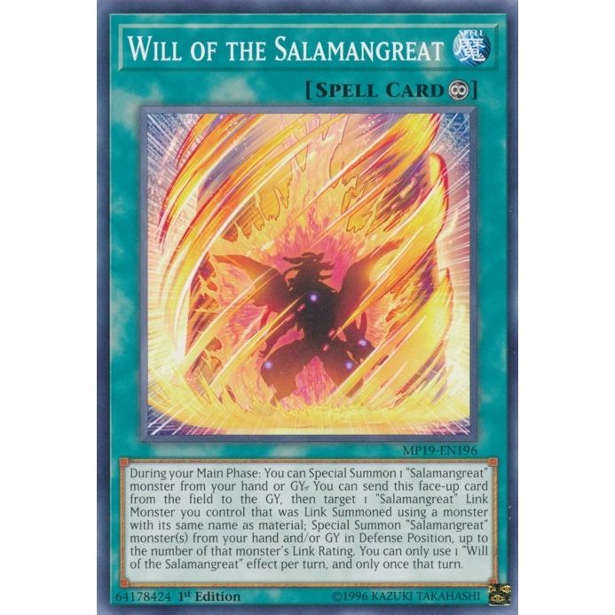 Image for Will of the Salamangreat (MP19-EN196) (MP19) - YuGiOh