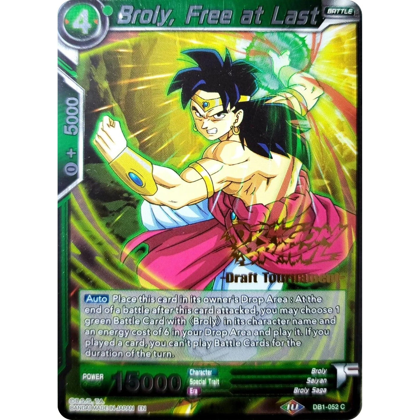 Image for Broly, Free at Last (Dragon Brawl Draft Tournament Gold Stamped) (DB1-052) (PR) - Dragon Ball Super: Masters