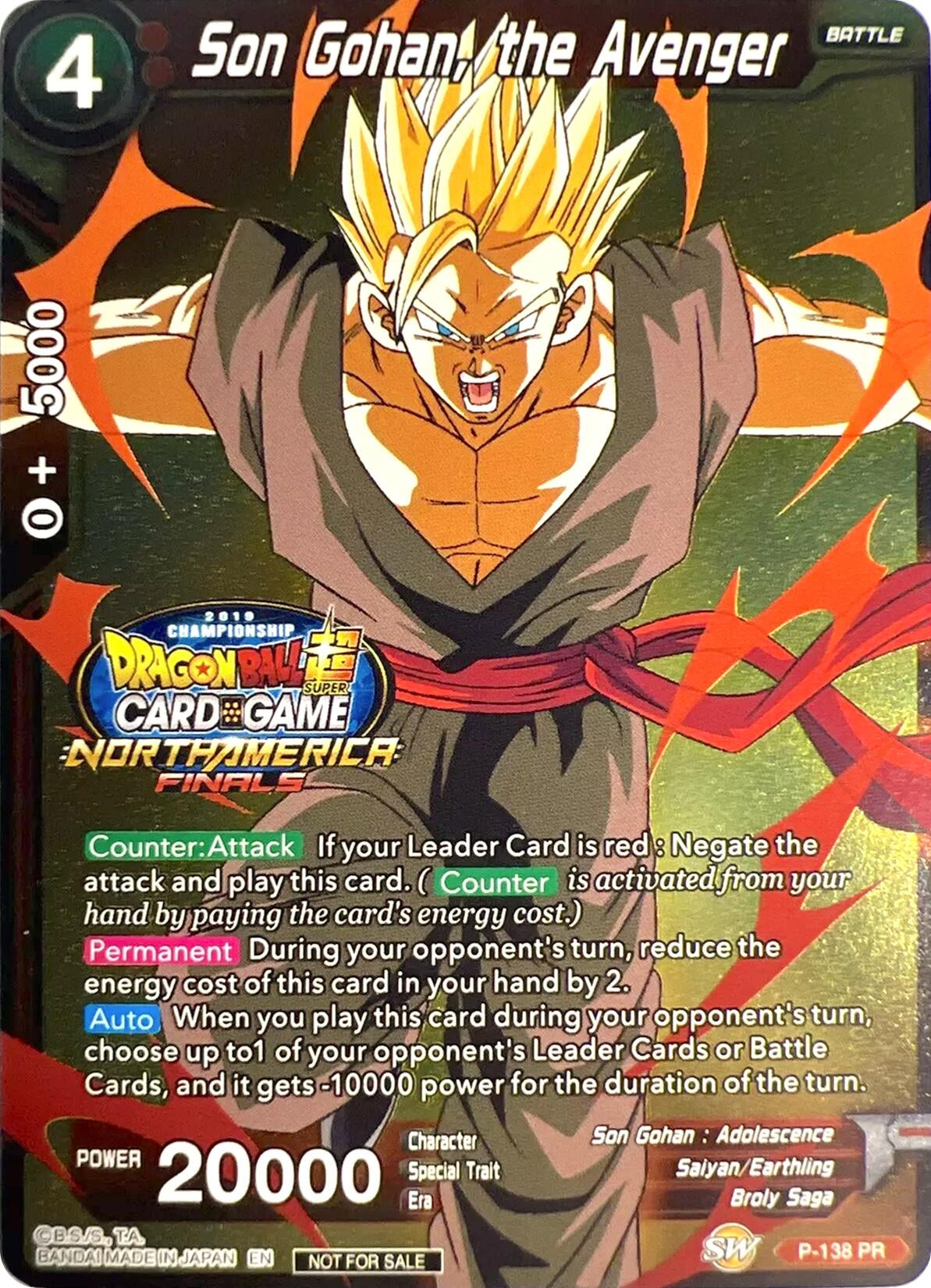 Image for Son Gohan, the Avenger (Championship Final 2019) (P-138) (TPR) - Dragon Ball Super: Masters