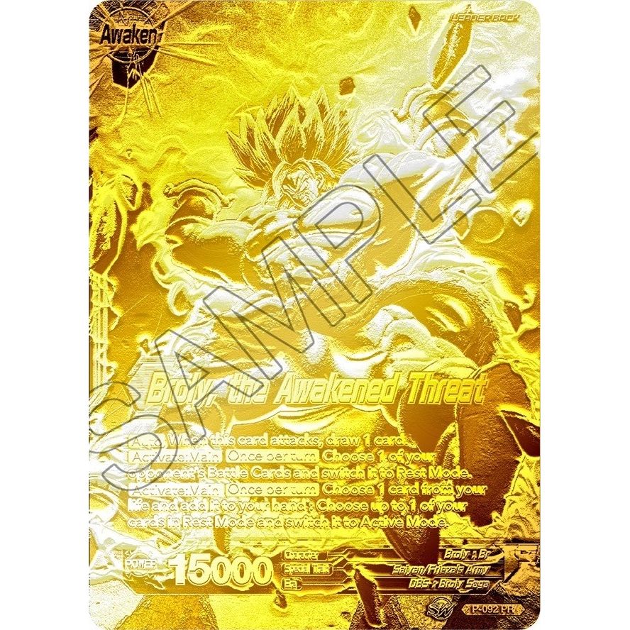 Image for Broly // Broly, the Awakened Threat (Championship Final 2019) (Gold Metal Foil) (P-092) (TPR) - Dragon Ball Super: Masters