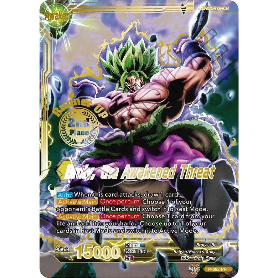 Image for Broly // Broly, the Awakened Threat (Championship Final 2019) (2nd Place) (P-092) (TPR) - Dragon Ball Super: Masters