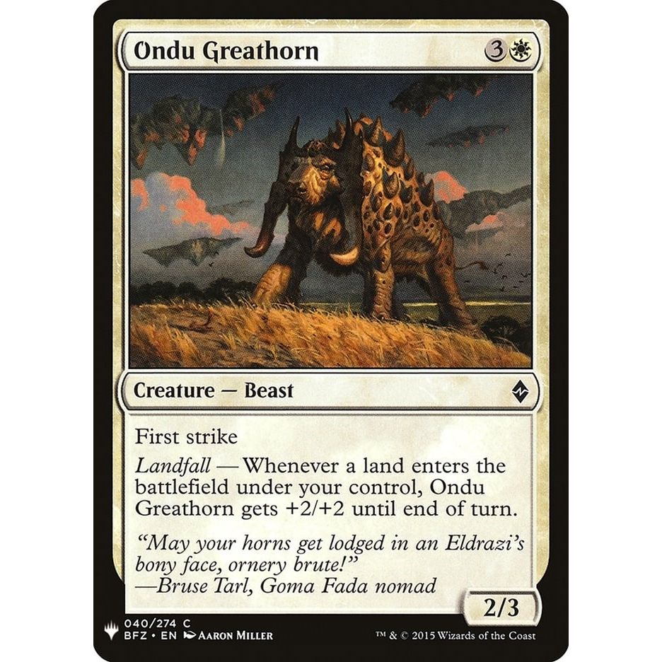 Image for Ondu Greathorn (40) (LIST) - Magic: The Gathering
