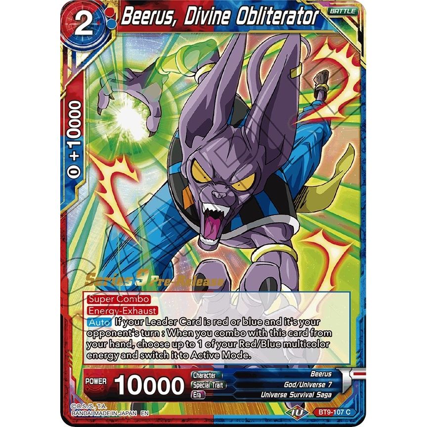 Image for Beerus, Divine Obliterator (BT9-107) (DBS-B09PRE) - Dragon Ball Super: Masters