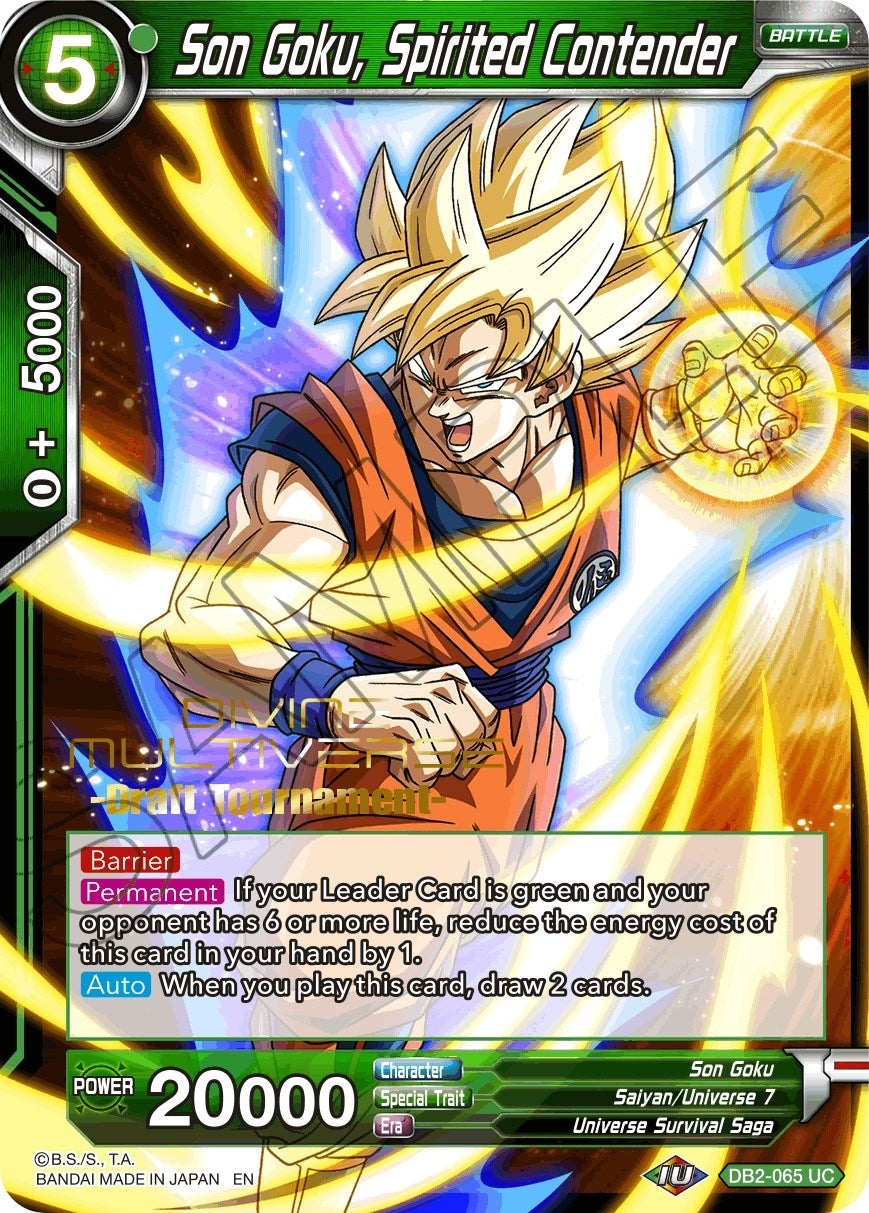 Image for Son Goku, Spirited Contender (Divine Multiverse Draft Tournament) (DB2-065) (TPR) - Dragon Ball Super: Masters