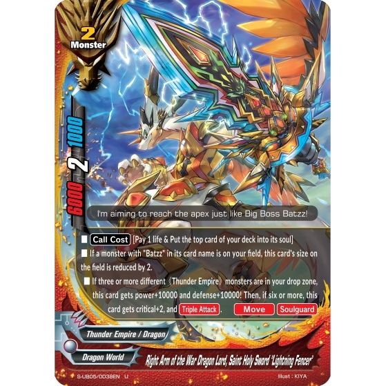 Image for Right Arm of the War Dragon Lord, Saint Holy Sword "Lightning Fencer" (S-UB05/0038EN) (S-UB05) - Future Card BuddyFight