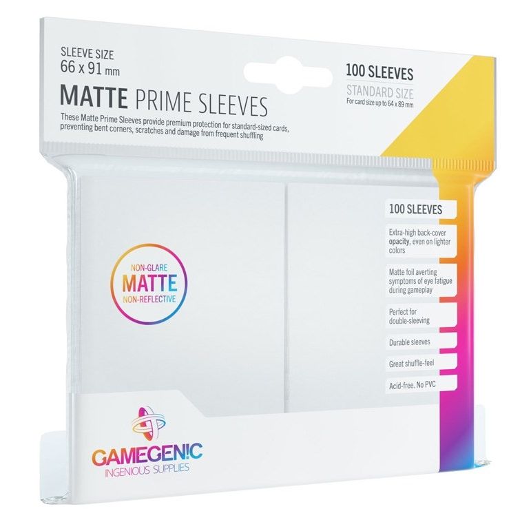 Image for GameGenic Matte Prime Sleeve - Standard Size - White (100-Pack) - Card Sleeves