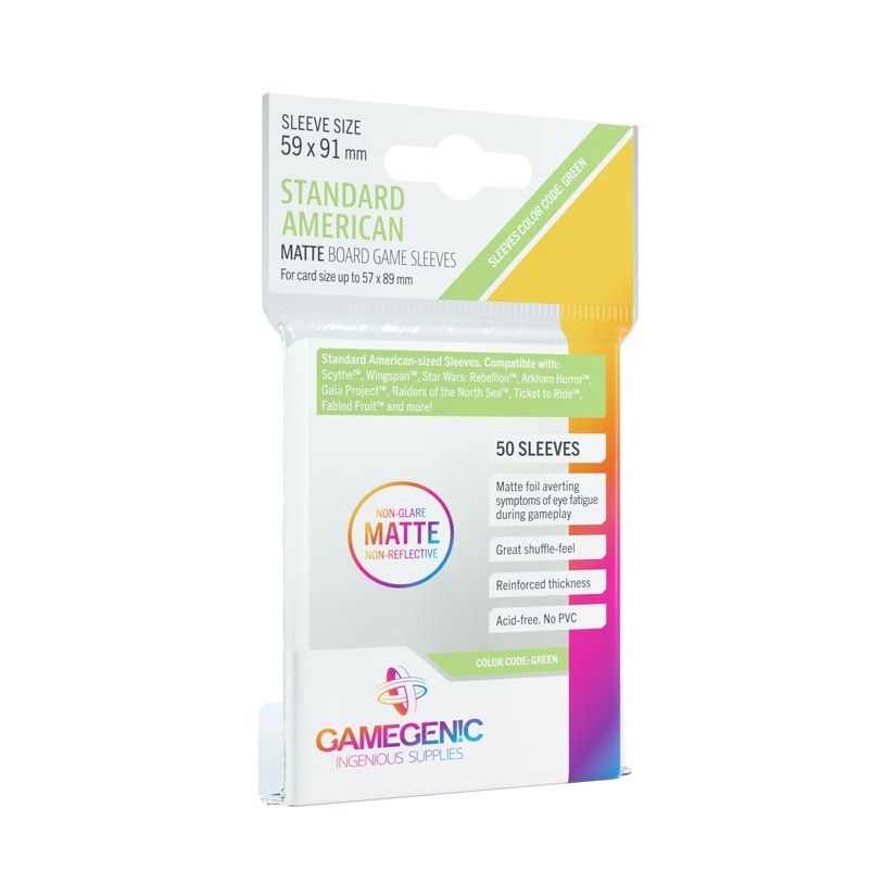 Image for GameGenic Matte Board Game Sleeves - Standard American (50-Pack) - Card Sleeves