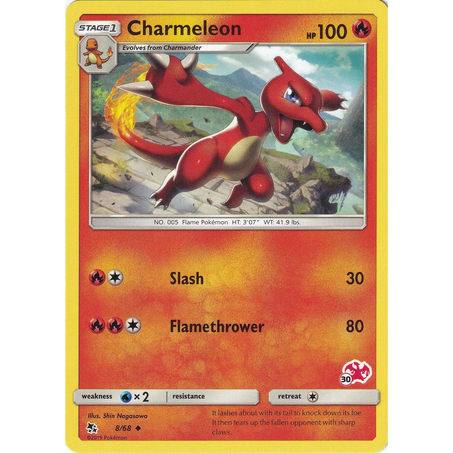 Image for Charmeleon - 8/68 (#30 Charizard Stamped) (008/068) (BTA) - Pokemon