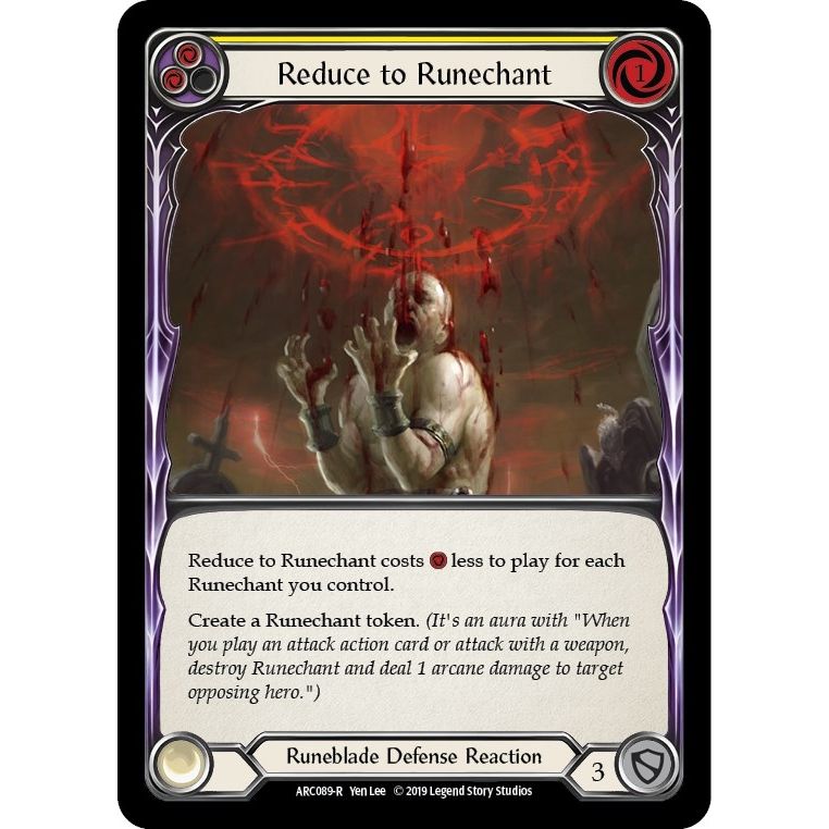 Image for Reduce to Runechant (Yellow) (ARC089) (ARC) - Flesh and Blood TCG