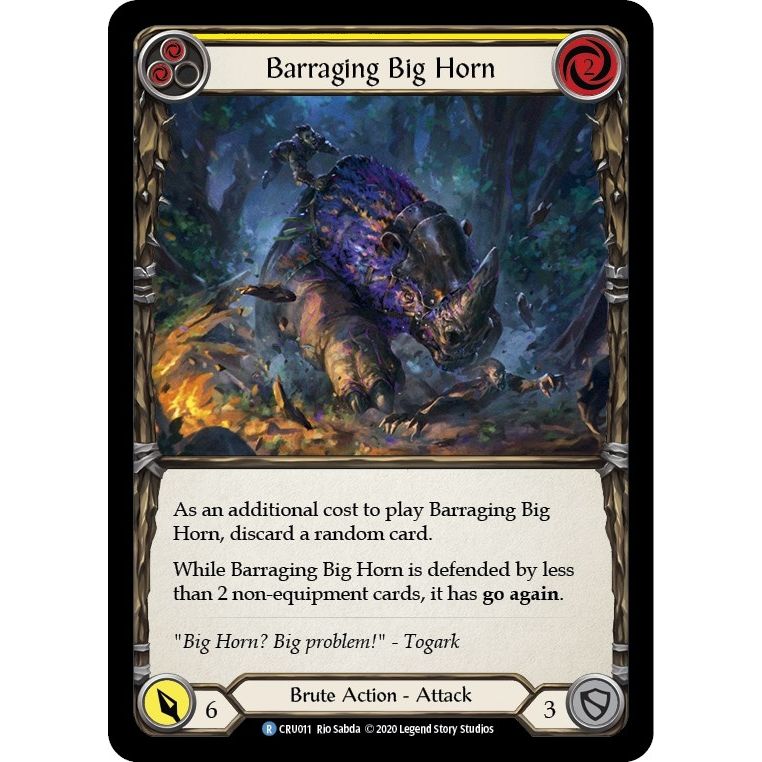 Image for Barraging Big Horn (Yellow) (CRU011) (CRU) - Flesh and Blood TCG
