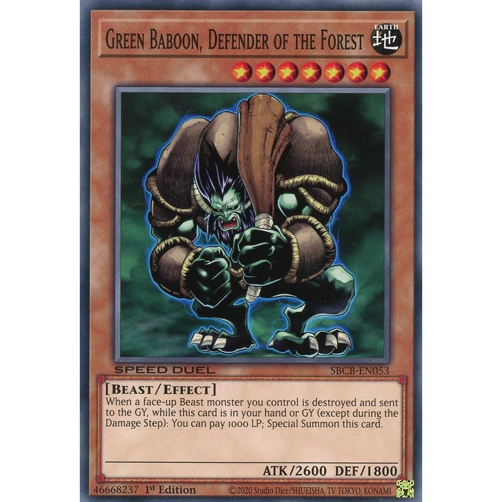 Image for Green Baboon, Defender of the Forest (SBCB-EN053) (SBCB) - YuGiOh