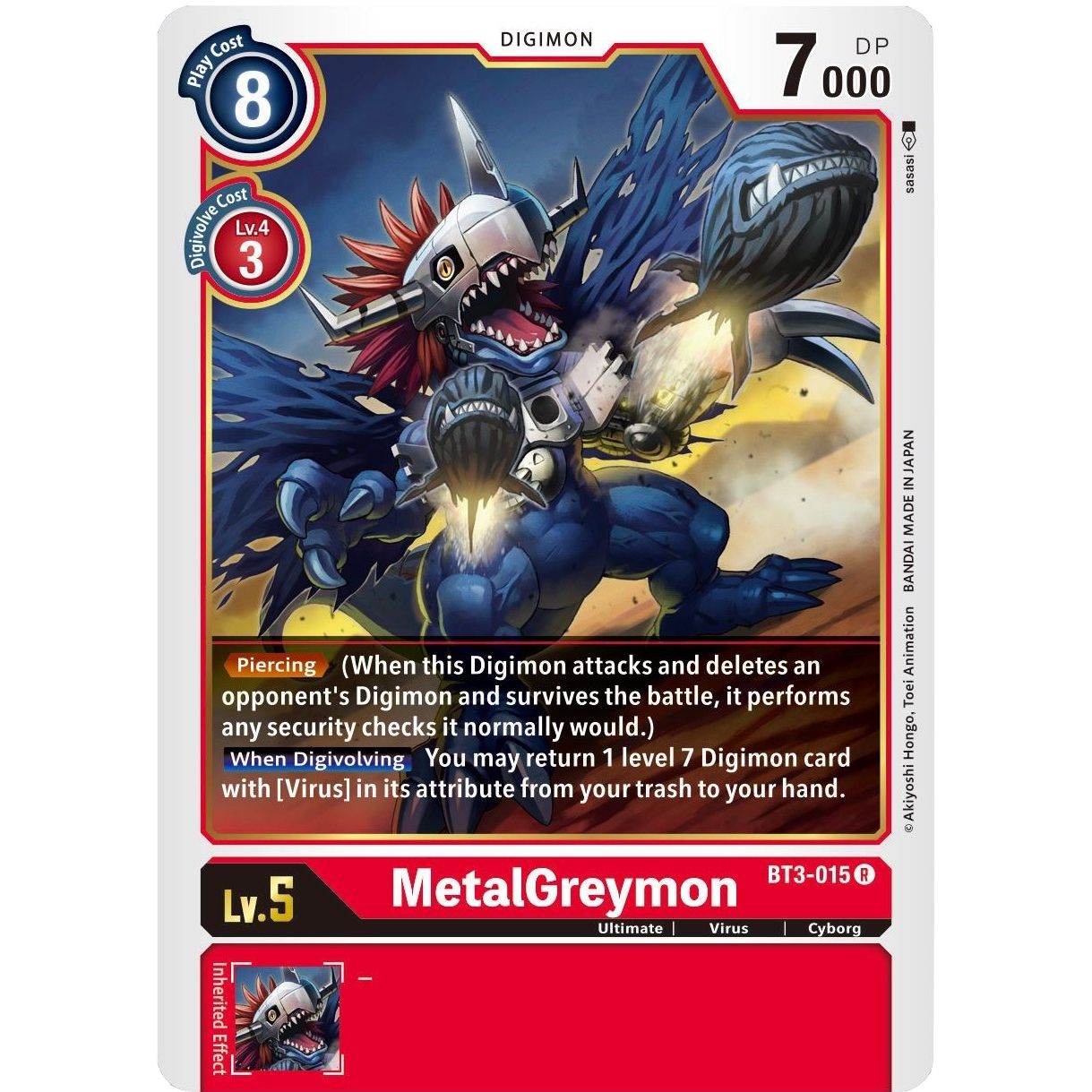 Image for MetalGreymon - BT3-015 (BT3-015 R) (BT01-03B) - Digimon Card Game