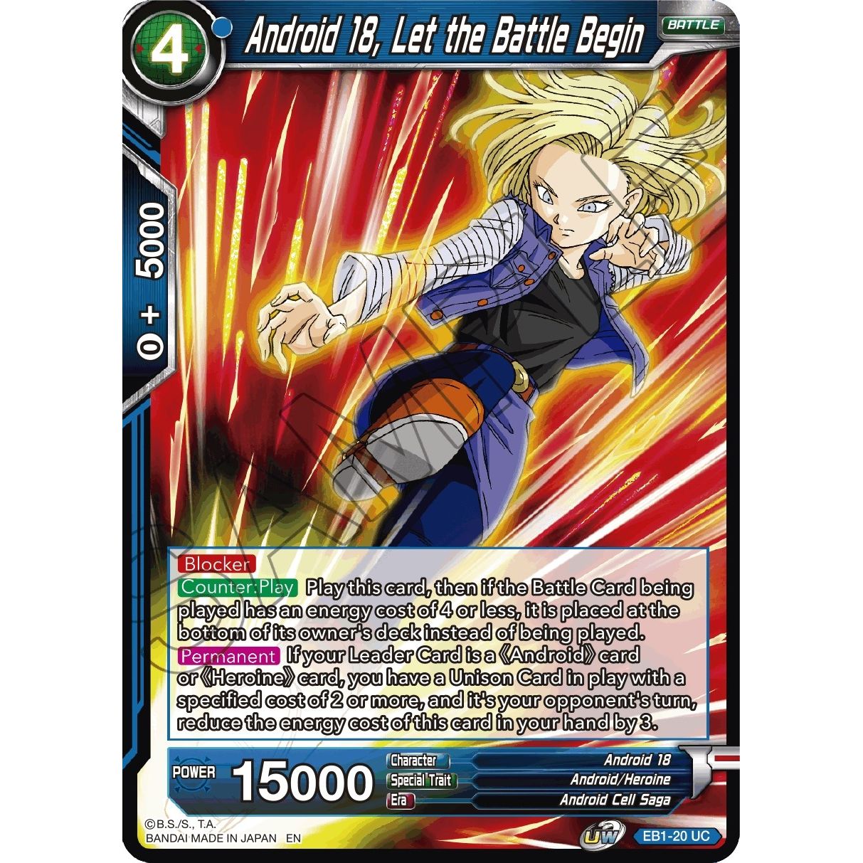 Image for Android 18, Let the Battle Begin (EB1-20) (EB-01) - Dragon Ball Super: Masters