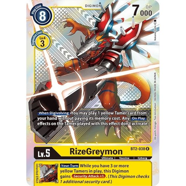 Image for RizeGreymon - BT2-038 (Premium Pack Set 01) (BT2-038 R) (BT01-03B) - Digimon Card Game