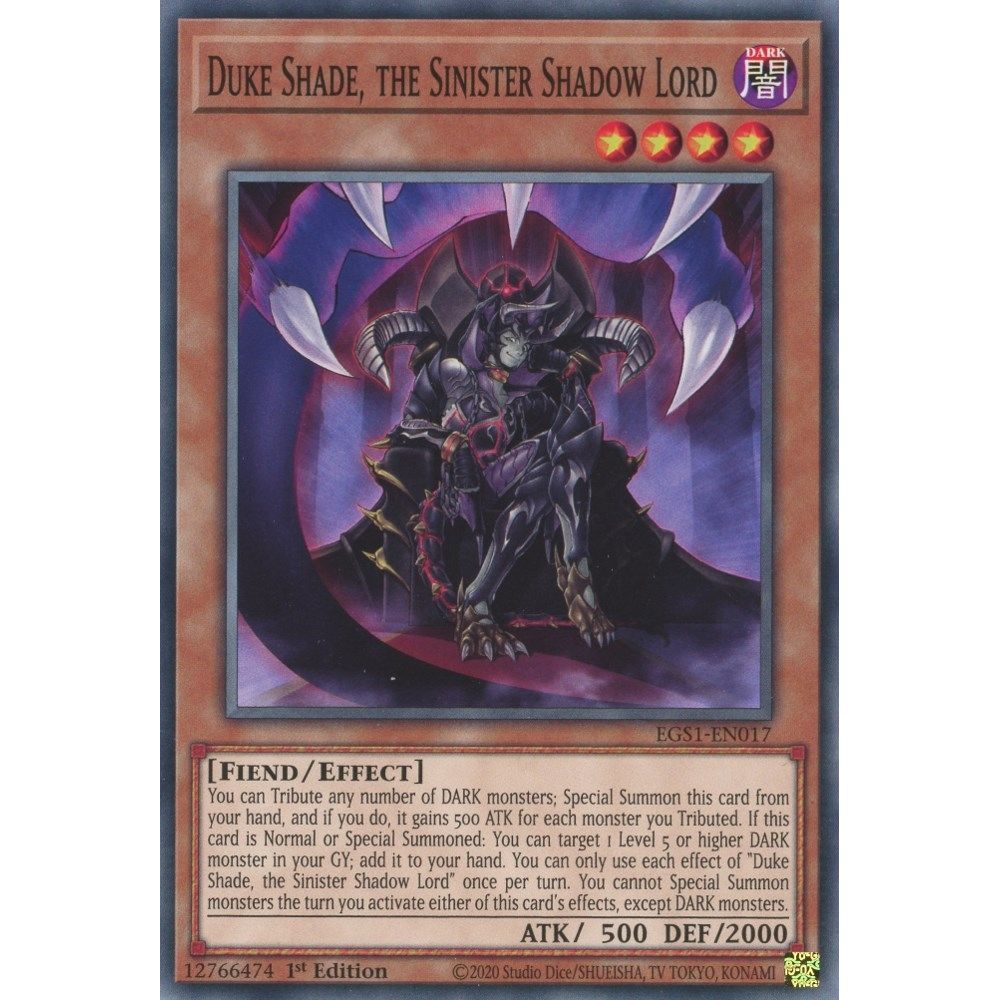 Image for Duke Shade, the Sinister Shadow Lord (EGS1-EN017) (EGS1) - YuGiOh