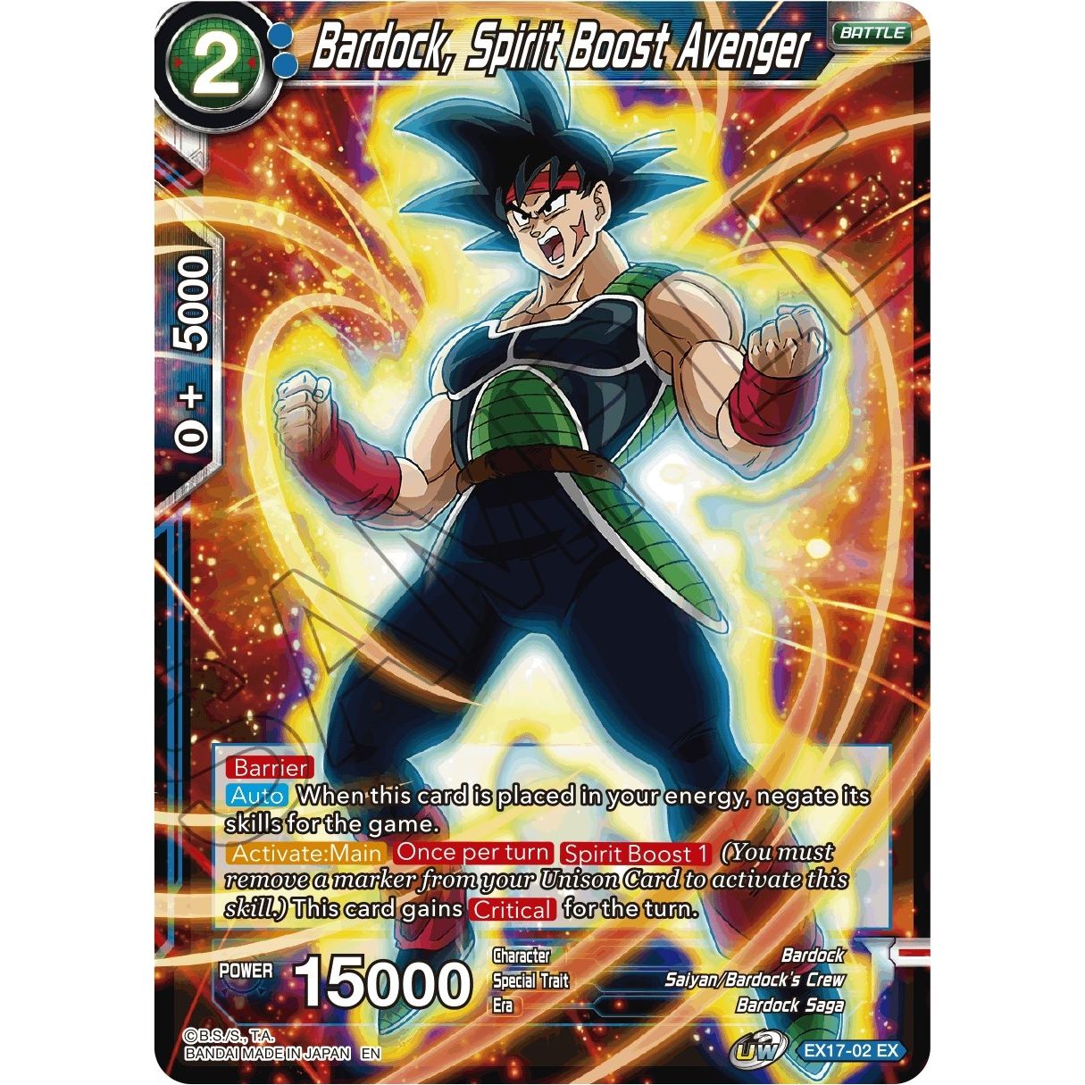 Image for Bardock, Spirit Boost Avenger (EX17-02) (DBS-BE17) - Dragon Ball Super: Masters