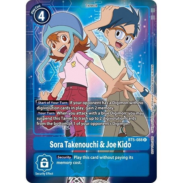 Image for Sora Takenouchi & Joe Kido (Box Topper) (BT5-088 R) (BT05) - Digimon Card Game