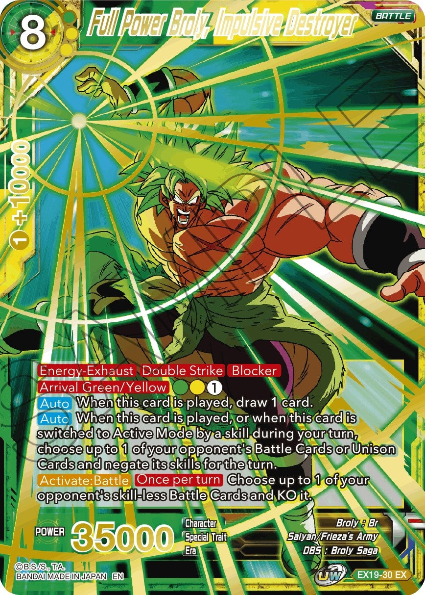 Image for Full Power Broly, Impulsive Destroyer (EX19-30) (DBS-BE19) - Dragon Ball Super: Masters