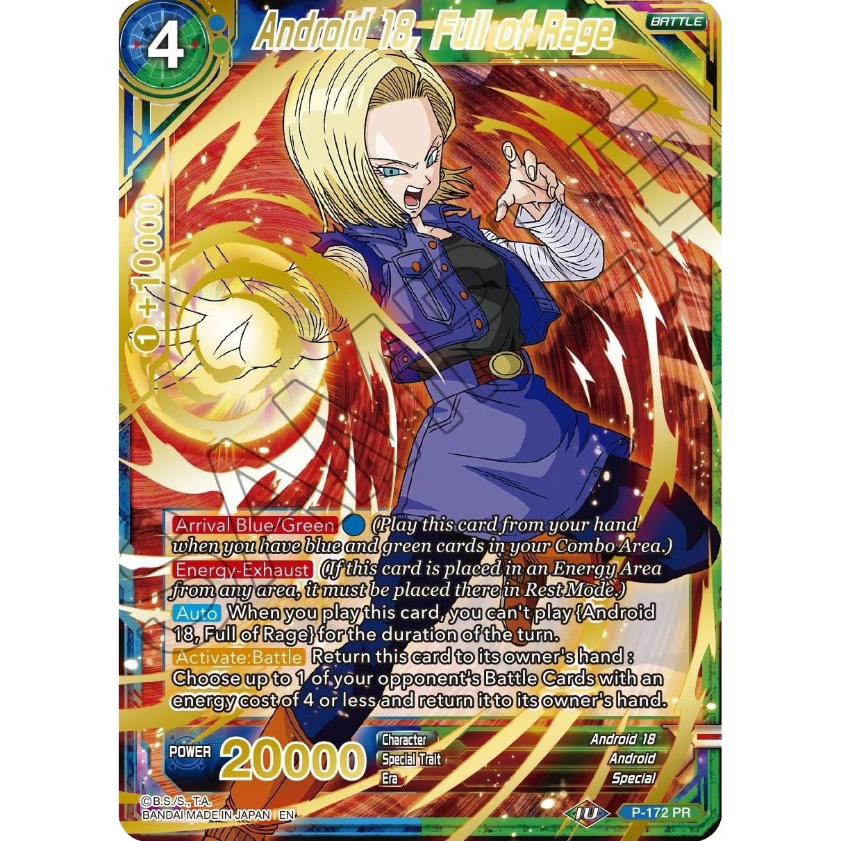 Image for Android 18, Full of Rage (Gold Stamped) (P-172) (MB-01) - Dragon Ball Super: Masters