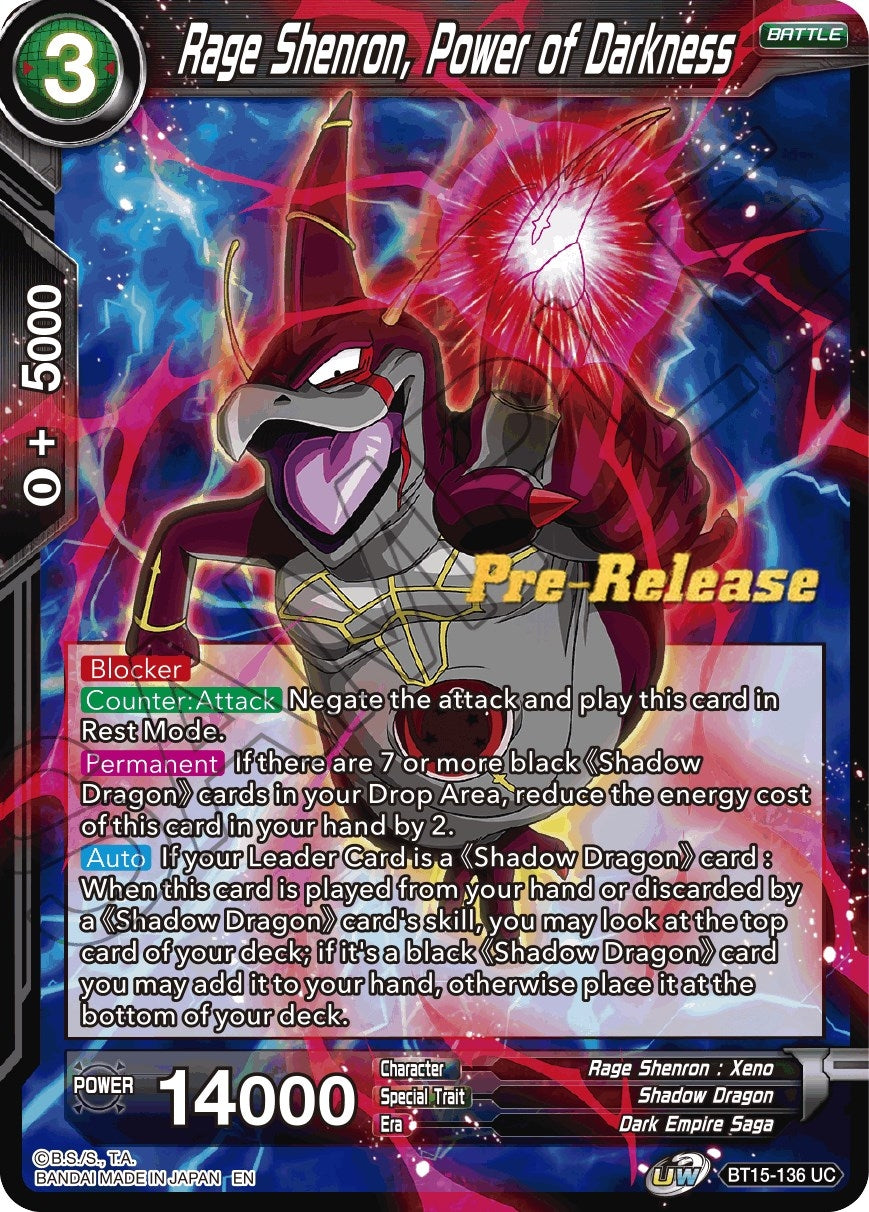 Image for Rage Shenron, Power of Darkness (BT15-136) (DBS-B15PRE) - Dragon Ball Super: Masters