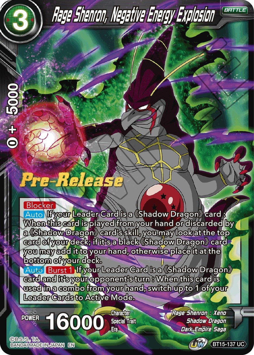 Image for Rage Shenron, Negative Energy Explosion (BT15-137) (DBS-B15PRE) - Dragon Ball Super: Masters