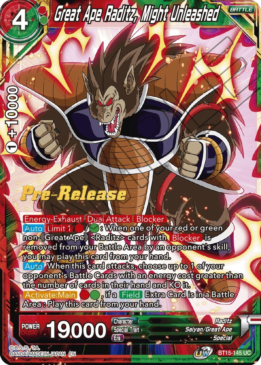 Image for Great Ape Raditz, Might Unleashed (BT15-145) (DBS-B15PRE) - Dragon Ball Super: Masters