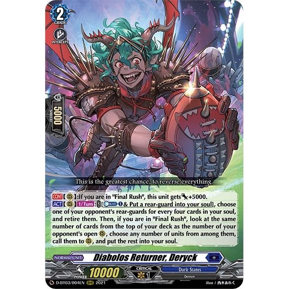 Image for Diabolos Returner, Deryck (D-BT03/004EN) (D-BT03) - Cardfight Vanguard