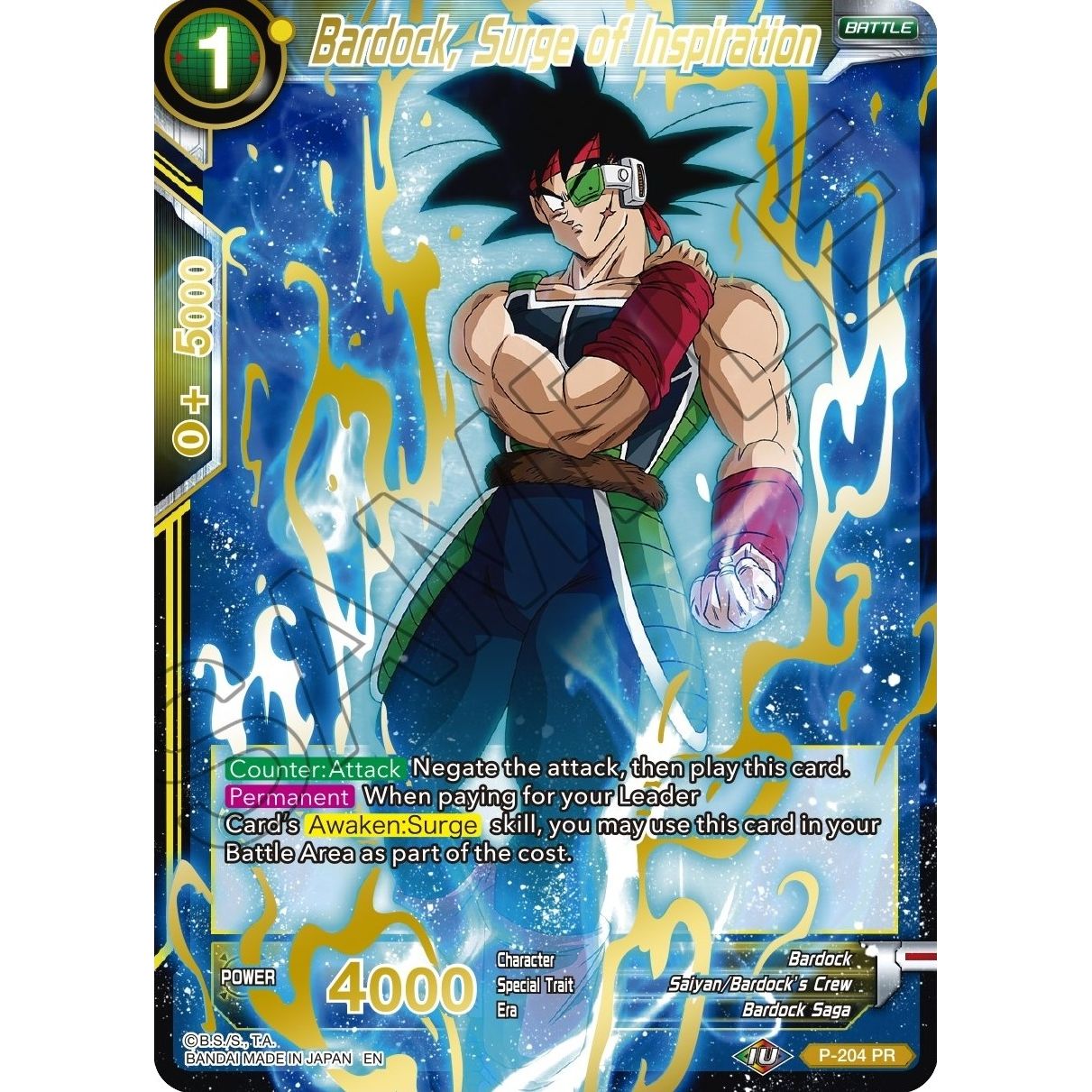 Image for Bardock, Surge of Inspiration (Gold Stamped) (P-204) (MB-01) - Dragon Ball Super: Masters