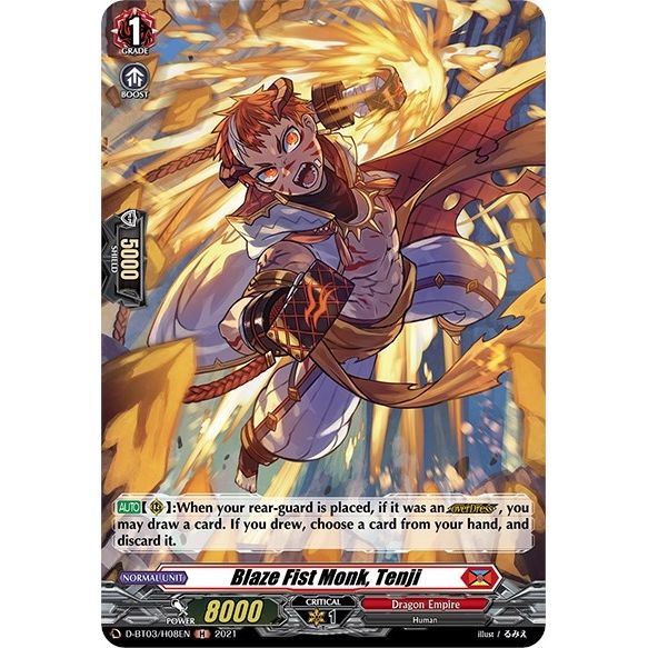 Image for Blaze Fist Monk, Tenji (Holo) (D-BT03/H08EN) (D-BT03) - Cardfight Vanguard