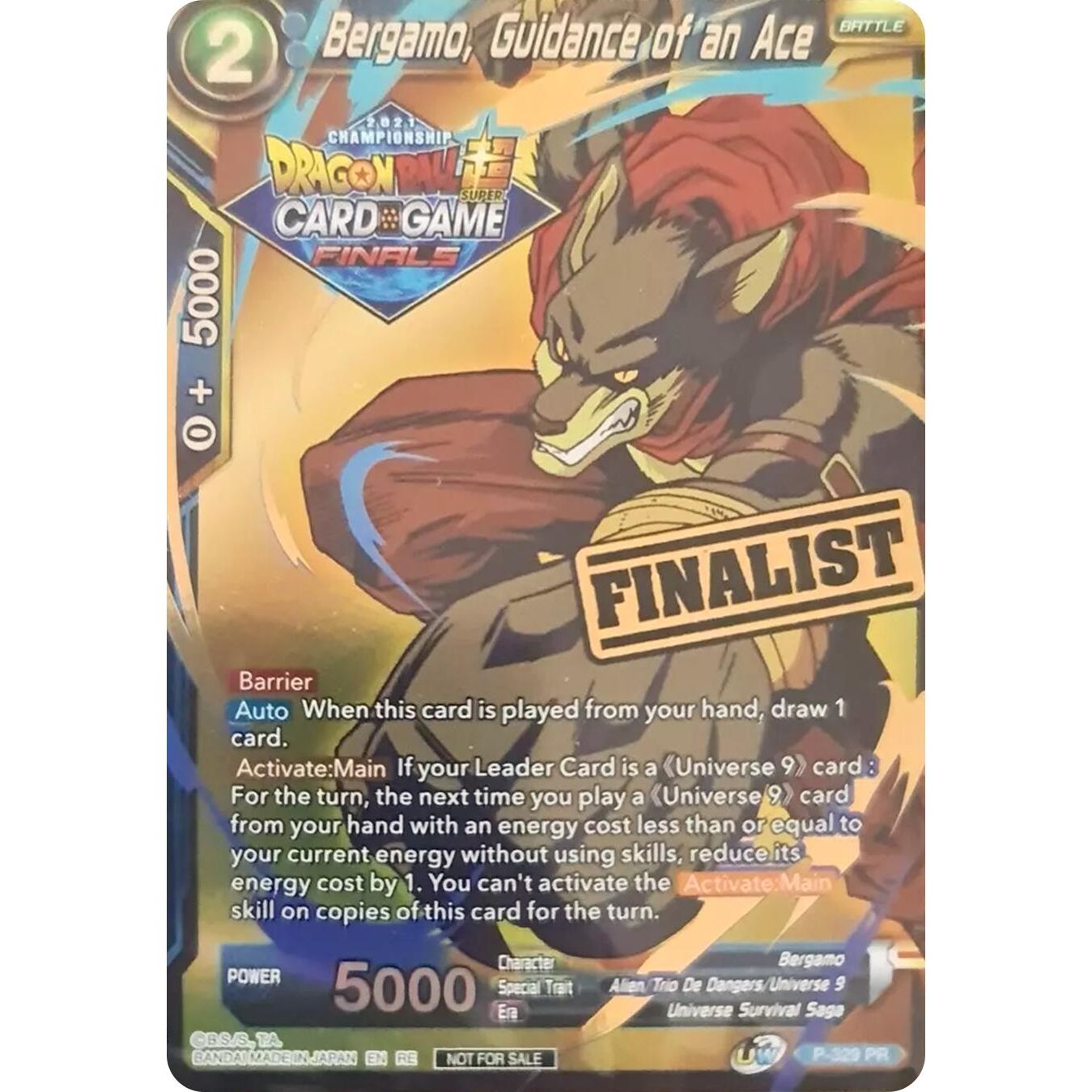 Image for Bergamo, Guidance of an Ace (Championship 2021 Vault Set) (Finalist Gold Stamped) (P-329) (PR) - Dragon Ball Super: Masters